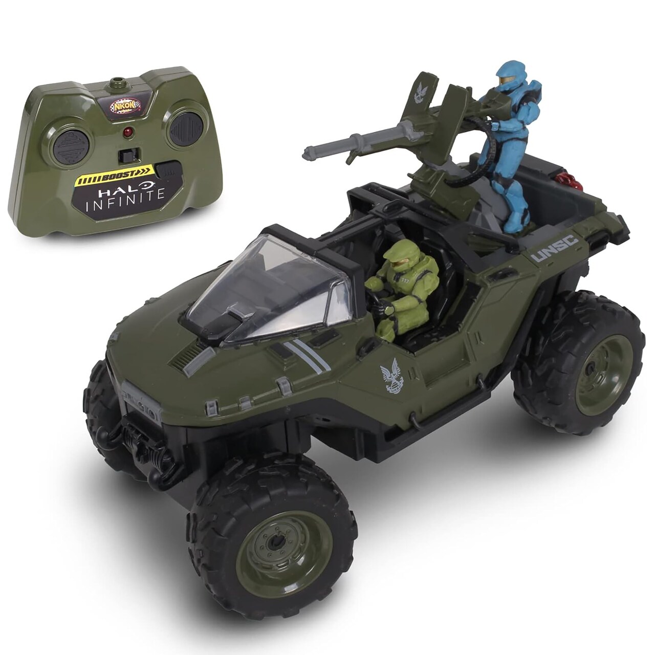 NKOK Halo Infinite RC: Battle Hog UNSC Warthog -W/ Master Chief & Spartan, 2.4 GHz Radio Control w/ Turbo Boost Vehicle